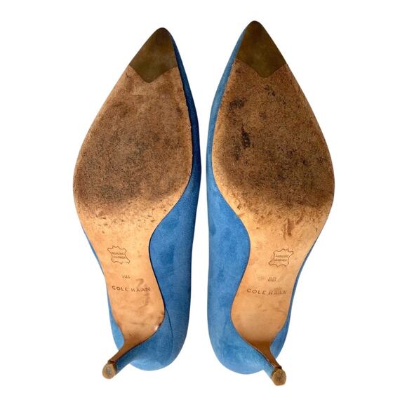Cole Haan Womens Ava Size 8B Blue Suede Point Toe Dress Kitten Heels Pumps - Picture 6 of 8